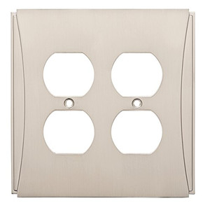 W32777SN Upton Satin Nickel Double Duplex Outlet Cover Plate W32777SN Upton Satin Nickel Double Duplex Outlet Cover Plate