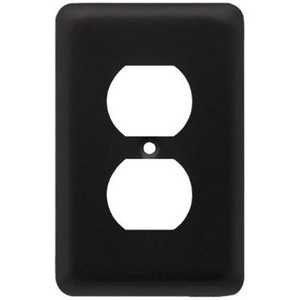 Brainerd W10249-FB Flat Black Stamped Single Duplex Outlet Cover Plate Brainerd W10249-FB Flat Black Stamped Single Duplex Outlet Cover Plate