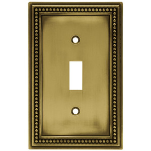 171904 Antique Brass Beaded Single Switch Cover Plate 171904 Antique Brass Beaded Single Switch Cover Plate