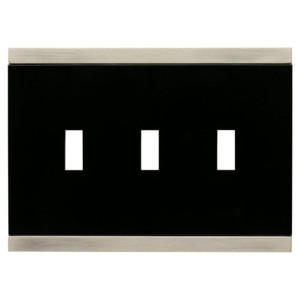 135762 Basic Stripe Black & Satin Nickel Triple Switch Cover Wall Plate 135762 Basic Stripe Black & Satin Nickel Triple Switch Cover Wall Plate
