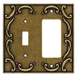 126387 Burnished Antique Brass French Lace Single Switch / GFCI Cover Plate 126387 Burnished Antique Brass French Lace Single Switch / GFCI Cover Plate