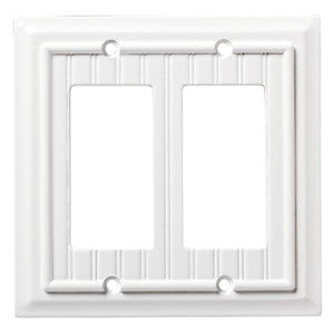 W18001-PW Pure White Beadboard Wood Architect Double GFCI Cover Plate W18001-PW Pure White Beadboard Wood Architect Double GFCI Cover Plate