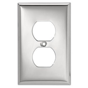W015SMC-CHR Chrome Stamped Steel Single Duplex Cover Plate