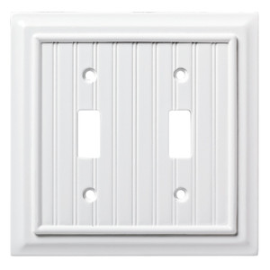 W17997-PW Pure White Beadboard Wood Architect Double Switch Cover Plate W17997-PW Pure White Beadboard Wood Architect Double Switch Cover Plate