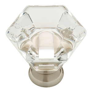P19443-116 1 3/4" Faceted Knob Clear & Satin Nickel Cabinet Drawer Knob P19443-116 1 3/4" Faceted Knob Clear & Satin Nickel Cabinet Drawer Knob