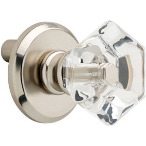 BARACFK-SN 1 1/4" Clear Acrylic Faceted Cabinet Knob w/ Backplate Satin Nickel BARACFK-SN 1 1/4" Clear Acrylic Faceted Cabinet Knob w/ Backplate Satin Nickel