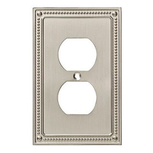 W35059-SN Satin Nickel Beaded Duplex Outlet Cover Plate