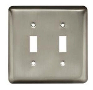 W10246-SN Stamped Satin NIckel Double Switch Cover Plate