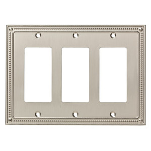 W35067-SN Satin Nickel Classic Beaded Triple GFCI Cover Plate W35067-SN Satin Nickel Classic Beaded Triple GFCI Cover Plate