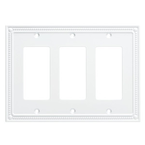 Franklin Brass W35067-PW Pure White Classic Beaded Triple GFCI Cover Plate Franklin Brass W35067-PW Pure White Classic Beaded Triple GFCI Cover Plate