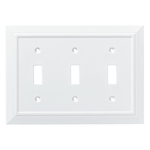 Franklin Brass W35249-PW Pure White Wood Architect Triple Switch Cover Plate Franklin Brass W35249-PW Pure White Wood Architect Triple Switch Cover Plate