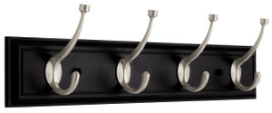 Liberty 27" 4 Pilltop Hooks Coat & Hat Rail Black w/ Satin Nickel Liberty 27" 4 Pilltop Hooks Coat & Hat Rail Black w/ Satin Nickel