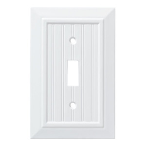 W35265-PW Pure White Beadboard Wood Architect Single Switch Cover Plate W35265-PW Pure White Beadboard Wood Architect Single Switch Cover Plate