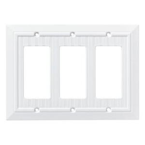 W35274-PW Pure White Beadboard Triple GFCI Wall Cover Plate