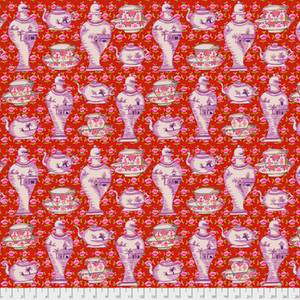 Kaffe Fassett PWGP165 Delft Pots Red Cotton Fabric By The Yard Kaffe Fassett PWGP165 Delft Pots Red Cotton Fabric By The Yard