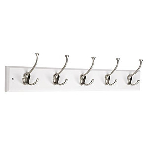 Liberty R12844H-WSN 27" 5 Tri- Hook Coat/Hat Rail White w/ Satin NIckel Hooks Liberty R12844H-WSN 27" 5 Tri- Hook Coat/Hat Rail White w/ Satin NIckel Hooks