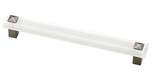 Liberty P30941-FWS 6.29" Kaley Frosted White & Stainless Cabinet Drawer Pull Liberty P30941-FWS 6.29" Kaley Frosted White & Stainless Cabinet Drawer Pull