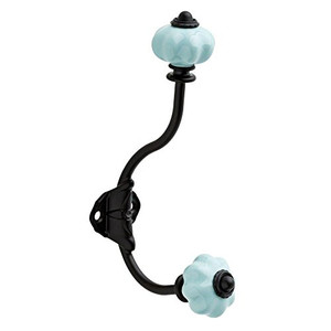 Liberty CFCHHK-ABB 6 1/2" Aqua Ceramic Finial & Black Coat Hat Robe Hook Liberty CFCHHK-ABB 6 1/2" Aqua Ceramic Finial & Black Coat Hat Robe Hook
