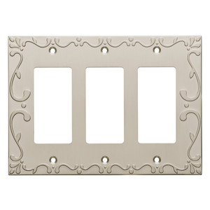 W35079-SN Classic Lace Triple GFCI Decora Cover Plate Satin Nickel W35079-SN Classic Lace Triple GFCI Decora Cover Plate Satin Nickel