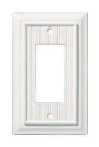 126357 White Beadboard Wood Architect Single GFCI Cover Plate