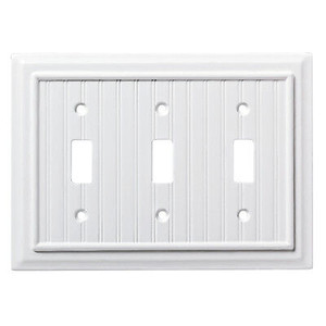 W37238-PW  Pure White Beadboard Triple Switch Wall Cover Plate