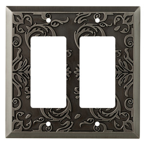 W27113-904 Fairhope Heirloom Silver Double GFCI Outlet Cover Plate W27113-904 Fairhope Heirloom Silver Double GFCI Outlet Cover Plate