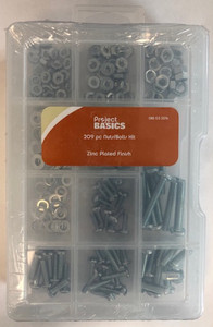 Project Basics 085-03-3376 209 Piece Nuts &  Bolts Assortment Pack Project Basics 085-03-3376 209 Piece Nuts &  Bolts Assortment Pack