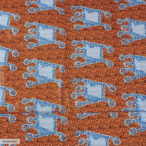 African Print Tangle Orange & Blue Traditional Wax Print Cotton Fabric By The Yard African Print Tangle Orange & Blue Traditional Wax Print Cotton Fabric By The Yard