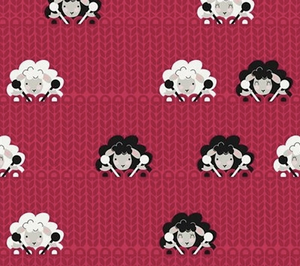 Stof Fabrics 4500-650 Crafty Critters Knitting Sheep Crimson Cotton Fabric By The Yard Stof Fabrics 4500-650 Crafty Critters Knitting Sheep Crimson Cotton Fabric By The Yard