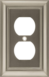 Home Essentials Architect Single Duplex Outlet Cover Plate Brushed Satin Pewter Home Essentials Architect Single Duplex Outlet Cover Plate Brushed Satin Pewter