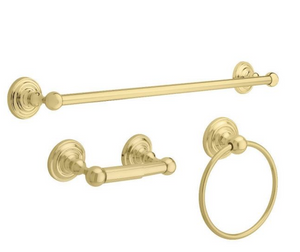 DELTA 138285 Greenwich 3 Piece Bath Set Towel Bar, Ring, Toilet Paper Holder Brass Finish DELTA 138285 Greenwich 3 Piece Bath Set Towel Bar, Ring, Toilet Paper Holder Brass Finish
