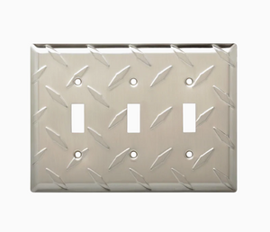 Brainerd W32849-SN Diamond Plate Triple Switch Cover Plate Satin Nickel Brainerd W32849-SN Diamond Plate Triple Switch Cover Plate Satin Nickel