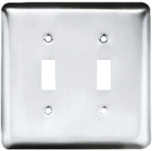 Brainerd W10246-PC Chrome Stamped Double Switch Wall Cover Plate Brainerd W10246-PC Chrome Stamped Double Switch Wall Cover Plate