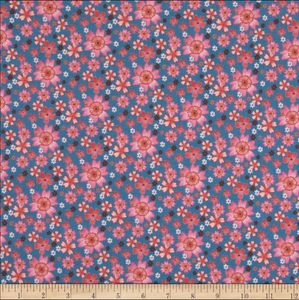 Stof of France Tokyo floral Pink / Blue Cotton Quilting Fabric By The Yard Stof of France Tokyo floral Pink / Blue Cotton Quilting Fabric By The Yard
