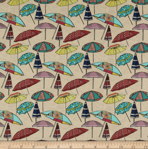 Stof of France Plage Beach Umbrella Beige Cotton Quilting Fabric By The Yard Stof of France Plage Beach Umbrella Beige Cotton Quilting Fabric By The Yard