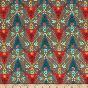 Stof of France Massacre Bull Teal Cotton Quilting Fabric By The Yard Stof of France Massacre Bull Teal Cotton Quilting Fabric By The Yard