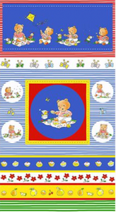 Stof Bobbi's Picknic 4503-353 Blue Cotton Fabric By The Yard Stof Bobbi's Picknic 4503-353 Blue Cotton Fabric By The Yard