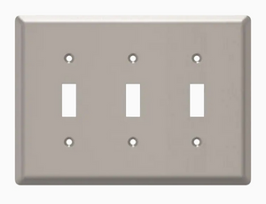 Style Selections W45072-SN Satin Nickel Simple Square Triple Switch Wall Plate Cover Style Selections W45072-SN Satin Nickel Simple Square Triple Switch Wall Plate Cover