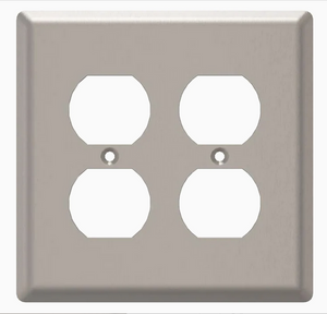 Style Selections W45070-SN Satin Nickel Simple Square Double Duplex Wall Plate Cover Style Selections W45070-SN Satin Nickel Simple Square Double Duplex Wall Plate Cover