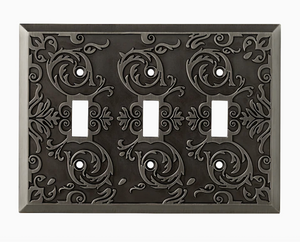 W27114-904 Fairhope Heirloom Silver Triple Switch Cover Plate W27114-904 Fairhope Heirloom Silver Triple Switch Cover Plate