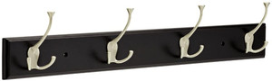 Franklin Brass 26.5" 4 Hook Coat/Hat Rail Black w/ Satin Nickel Hooks Franklin Brass 26.5" 4 Hook Coat/Hat Rail Black w/ Satin Nickel Hooks