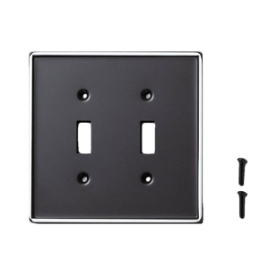 Hearth & Hand Matte Ebony Border Double Switch Wall Plate Cover 2 Pack Hearth & Hand Matte Ebony Border Double Switch Wall Plate Cover 2 Pack