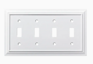 Brainerd W10765-PW Architect Pure White Quad Switch Wall Plate Cover Brainerd W10765-PW Architect Pure White Quad Switch Wall Plate Cover