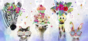 3 Wishes 17315 Party Animals Linear Panel Cotton Fabric By The Yard 3 Wishes 17315 Party Animals Linear Panel Cotton Fabric By The Yard