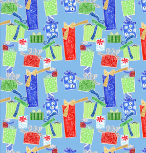 3 Wishes 16621 Snow Friends Presents Blue Cotton Fabric By The Yard 3 Wishes 16621 Snow Friends Presents Blue Cotton Fabric By The Yard