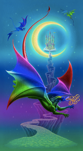 Studio E Rainbow Dragon Dragon Panel Cyan Cotton Fabric by The Panel Studio E Rainbow Dragon Dragon Panel Cyan Cotton Fabric by The Panel