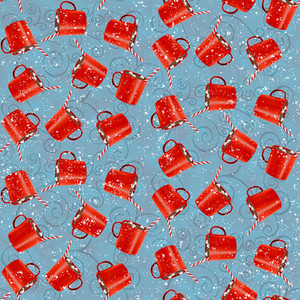 Henry Glass Welcome Winter Hot Cocoa Toss Blue Cotton Fabric By The Yard Henry Glass Welcome Winter Hot Cocoa Toss Blue Cotton Fabric By The Yard