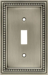 Brainderd 64905 Beaded Brushed Satin Pewter Single Switch Wall Plate Cover