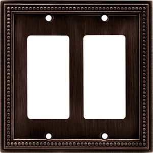 Brainderd 64403 Beaded Brushed Venetian Bronze Double GFCI Wall Plate Cover