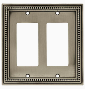 Brainderd 64770 Beaded Brushed Brushed Satin Pewter Double GFCI Wall Plate Cover